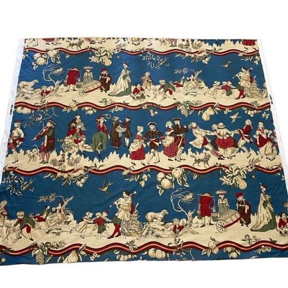 Brunschwig & Fils FABRIC Stanwich Festival HAND PRINT Colonial American Patriot - Picture 9 of 10